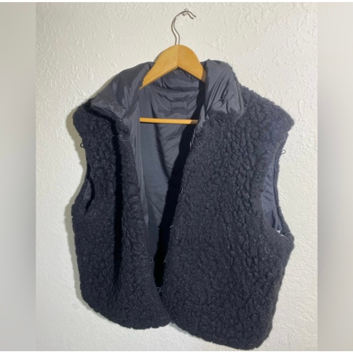 NWOT Rare MOTHER‎ DENIM Black Sherpa Vest ( S )