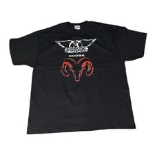 Vintage Y2K 2001 Aerosmith Dodge Black T Shirt Size 2XL Classic Rock Band Tee