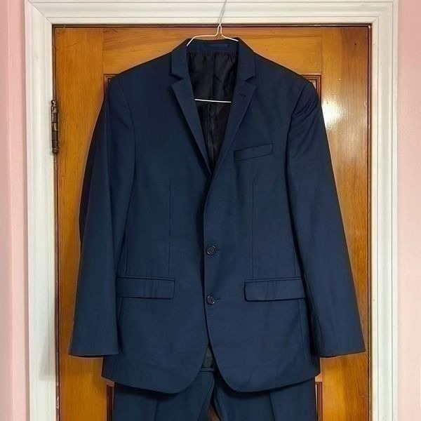 ASOS Navy Blue Wool Blend Suit Men’s 38 Regular Pants 28 Regular