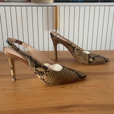 Casuccio Vincenzo Snakeskin Leather Slingback Pumps 37.5