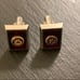 Vintage Anson Rotary International Silver Tone Cufflinks on Burgundy Background