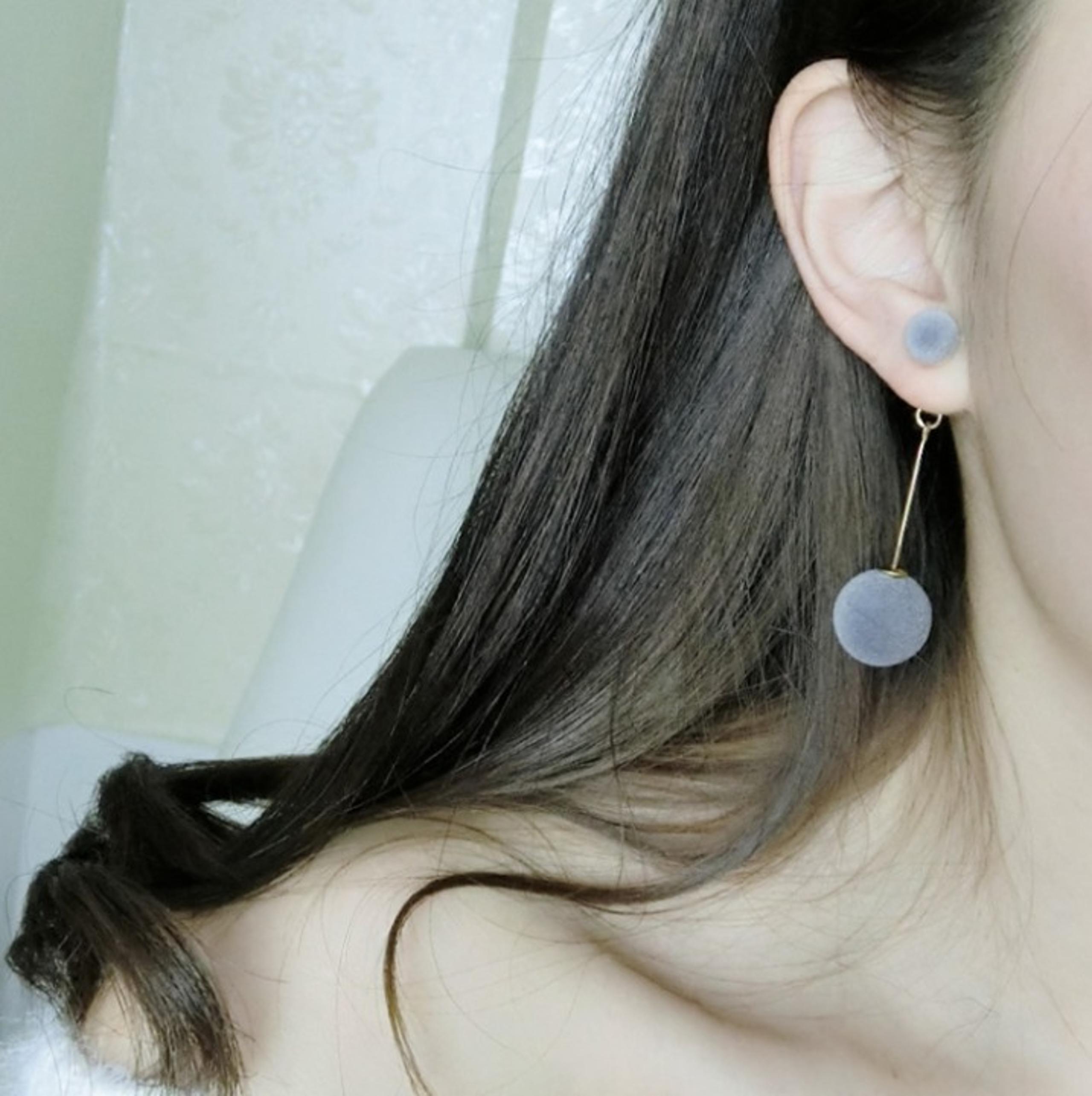 Plush Ball Earrings (Grey)