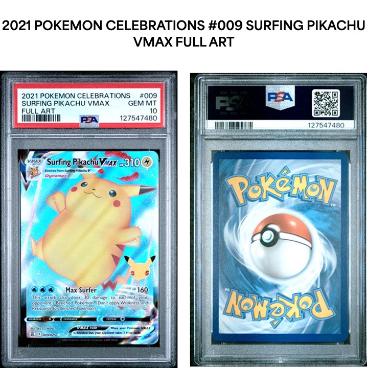 PSA 10 GEM MINT Surfing Pikachu VMAX Celebrations Full Art 2021 009/025 Pokemon