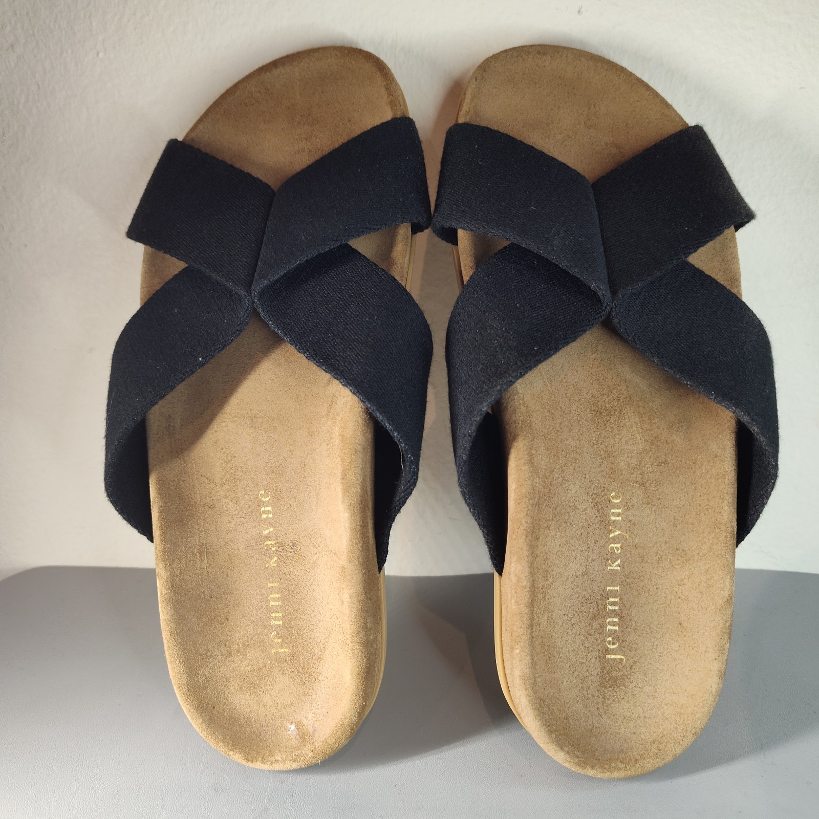Jenni Kayne Cotton Crossover Sandals Women's Sz Eu 37 Us 7 Black 345