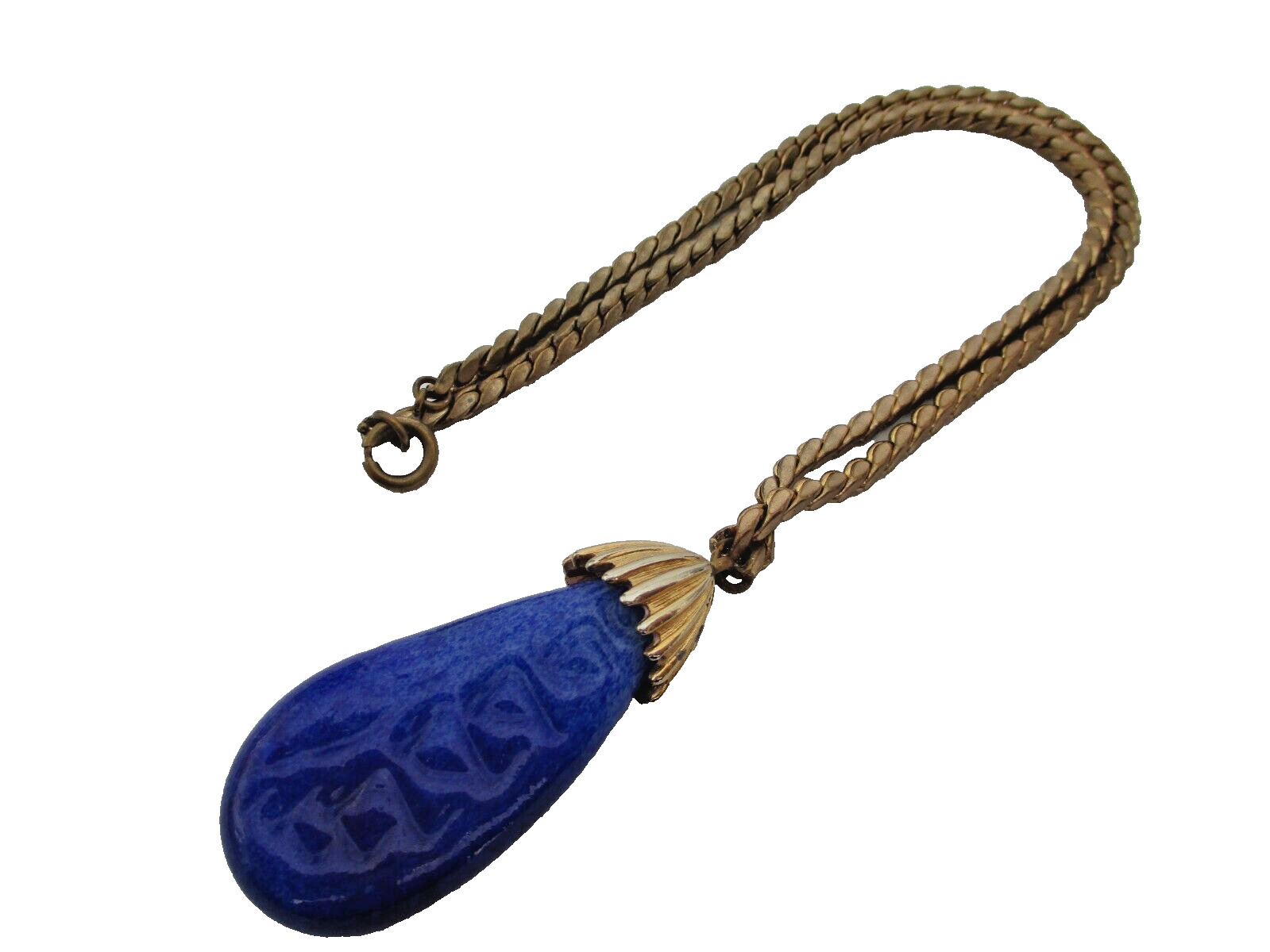 Kramer Signed Blue Stone Pendant Necklace