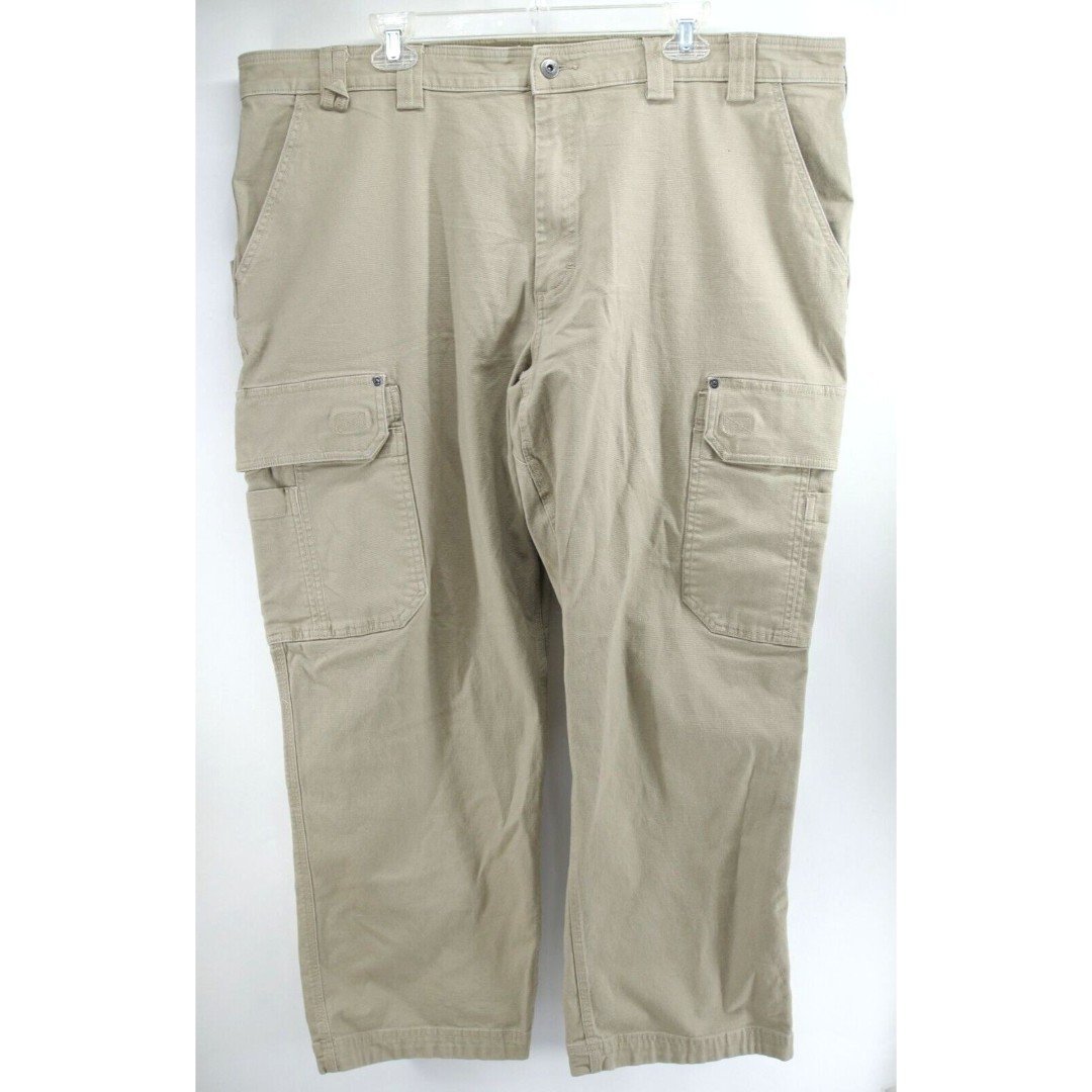 Duluth Trading Mens Cargo Pants 44 x 30 Tan Carpenter Workwear Flex Fire Hose