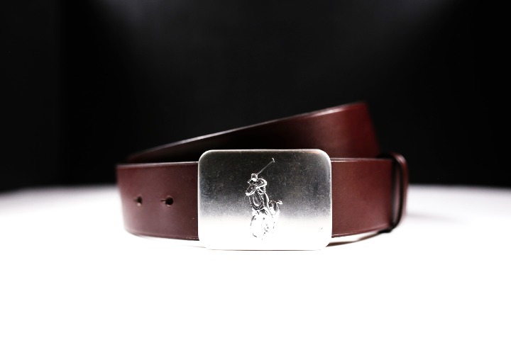 NWT Polo Ralph Lauren Men's Metal Big Pony Leather Belt, Dark Brown, Size 40