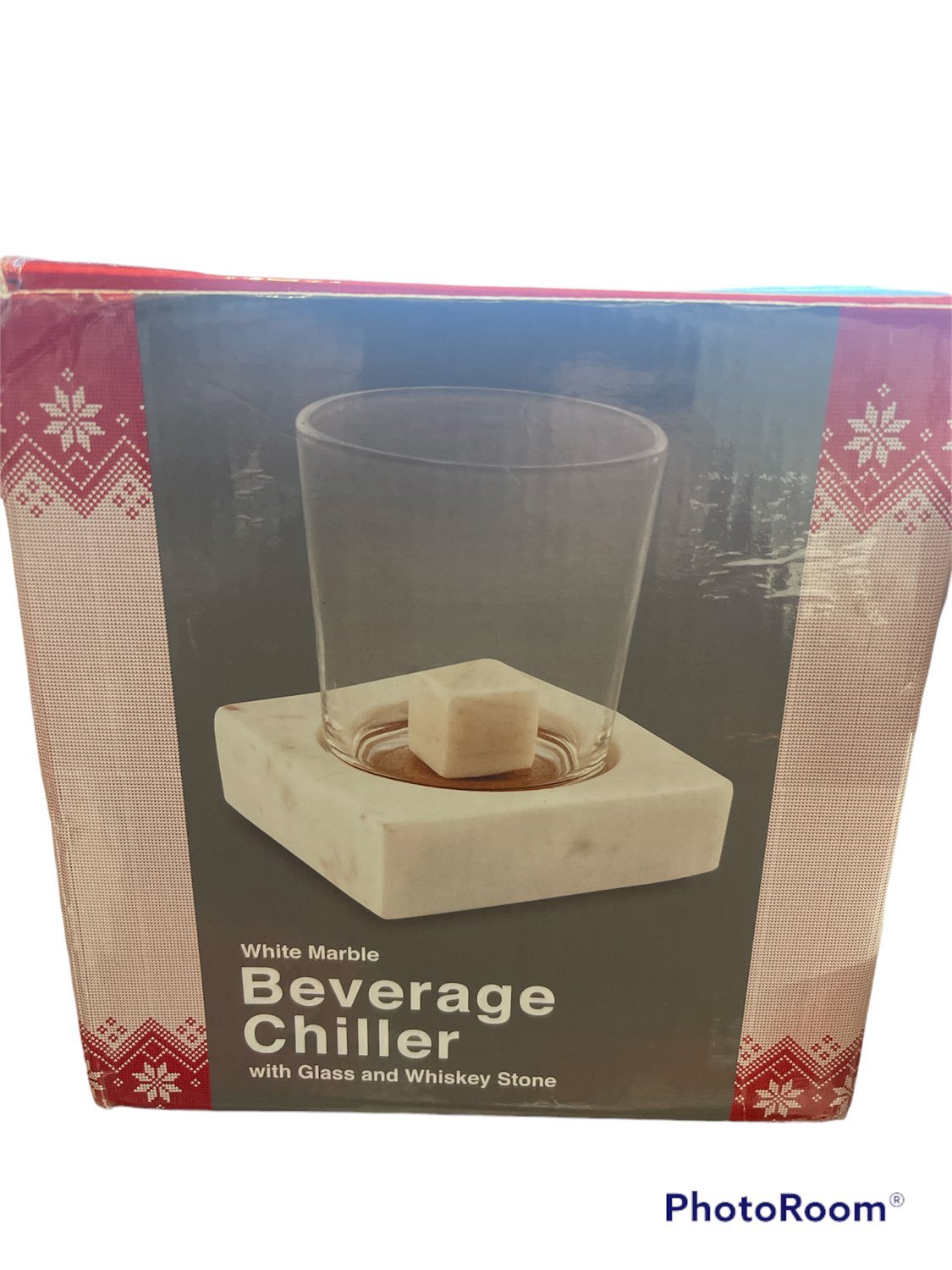 Thirstystone White Marble Beverage Chiller w/Glass and Whiskey Stone