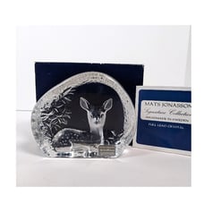 MATS JONASSON Sweden FAWN Deer Sculpture Paperweight Full Lead Crystal