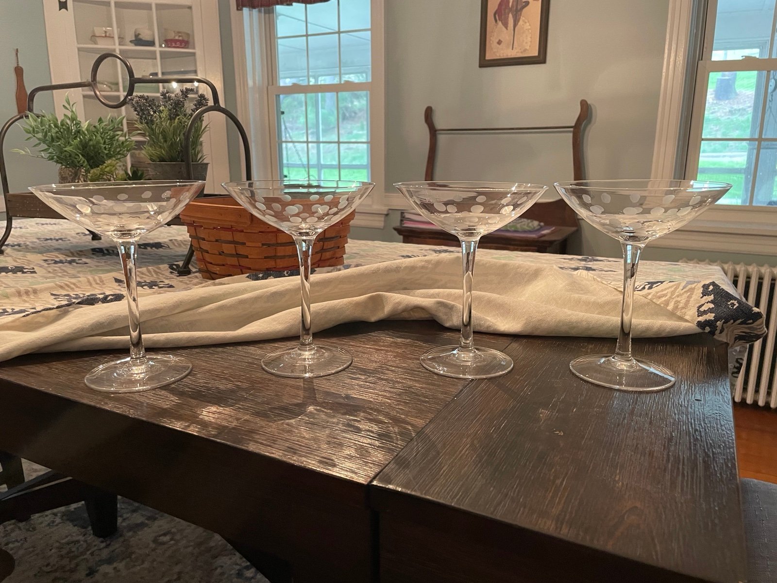 Pampered Chef Set of 4 Polka Dot Martini Glasses