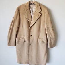 Vtg Threadneedle Street Mens Overcoat Sz 48 Beige 100% Cashmere Young Quinlan