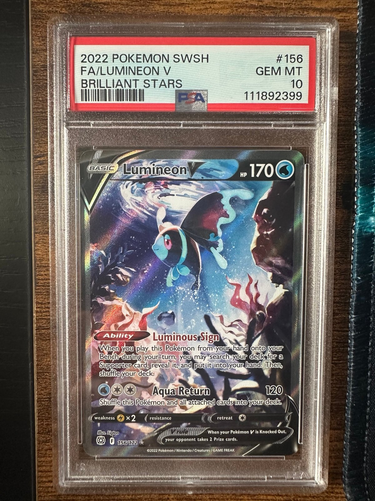 Lumineon V Alternate Art #156 - Brilliant Stars - PSA 10