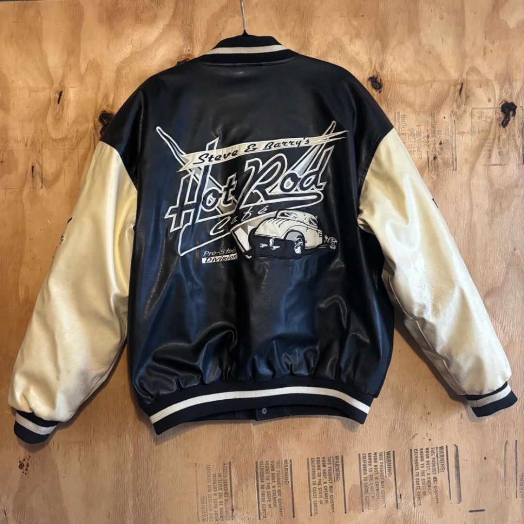 Vintage Steve & Barrys Hot Rod Cafe Jacket Pro Stock Staff V-Eights Varsity Sz L