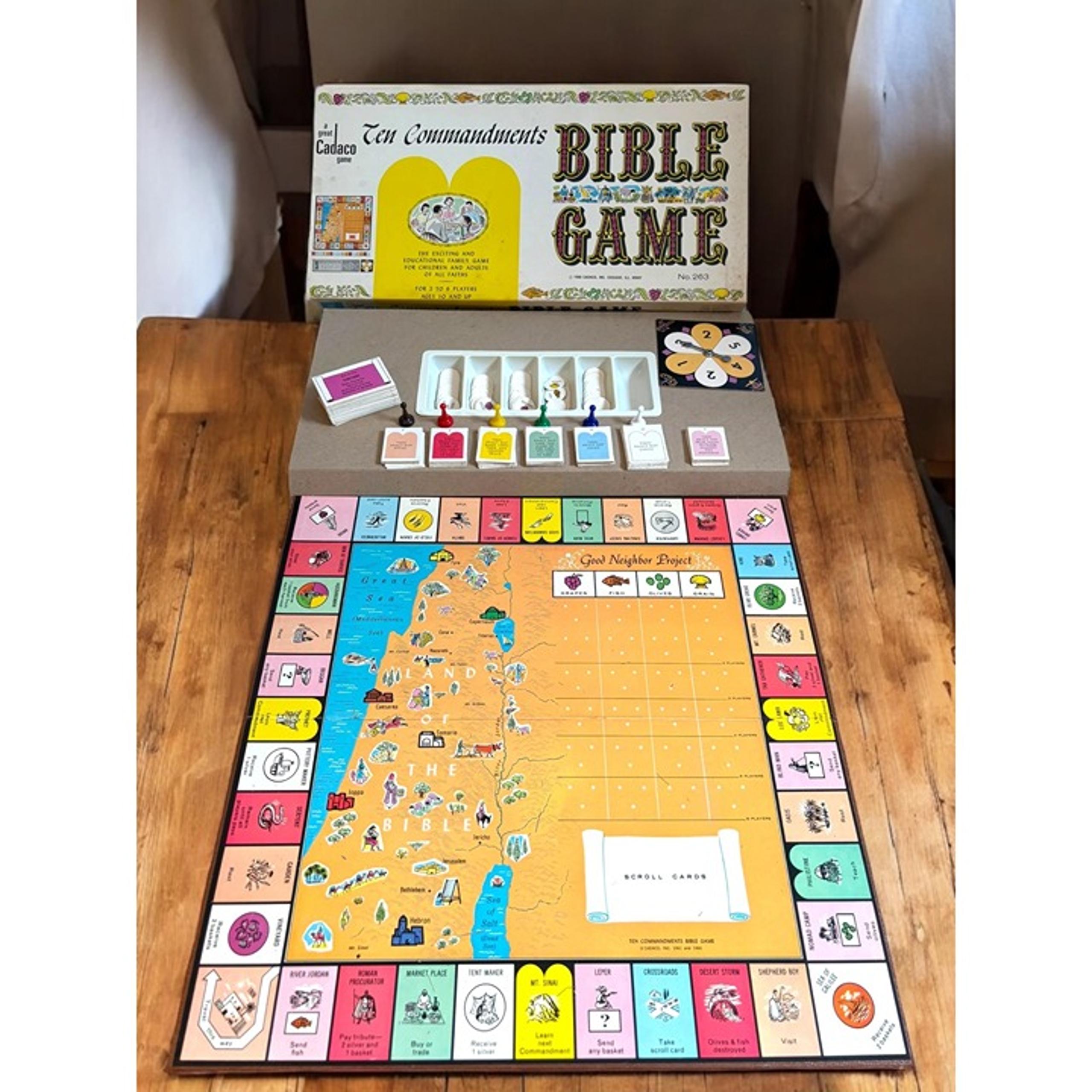 Vintage 1966 Ten Commandments Bible Board Game Cadaco Complete Religion