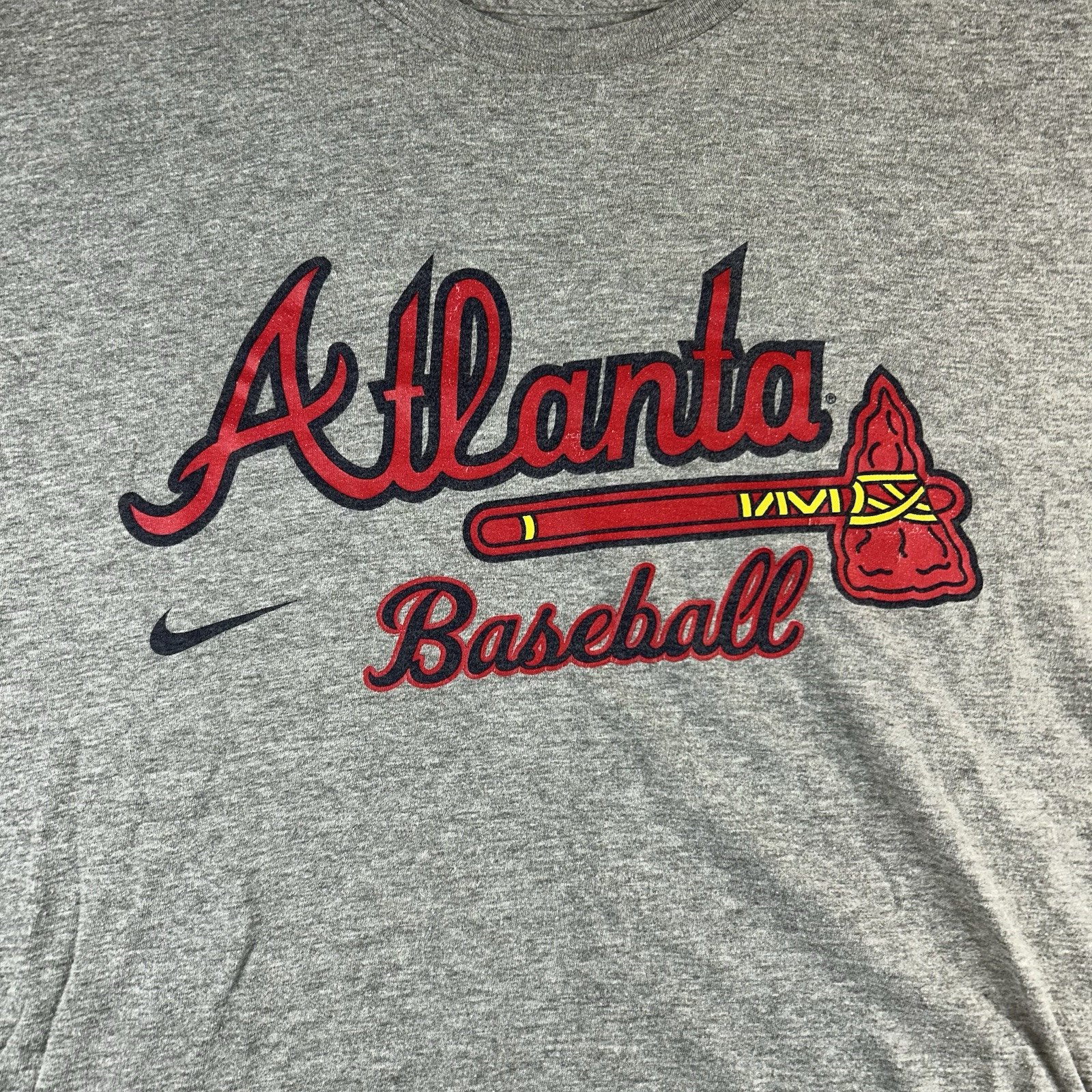 GENUINE MLB MERCH Nike Braves T-Shirt Mens XL Gray Short Sleeve Casual Y2K