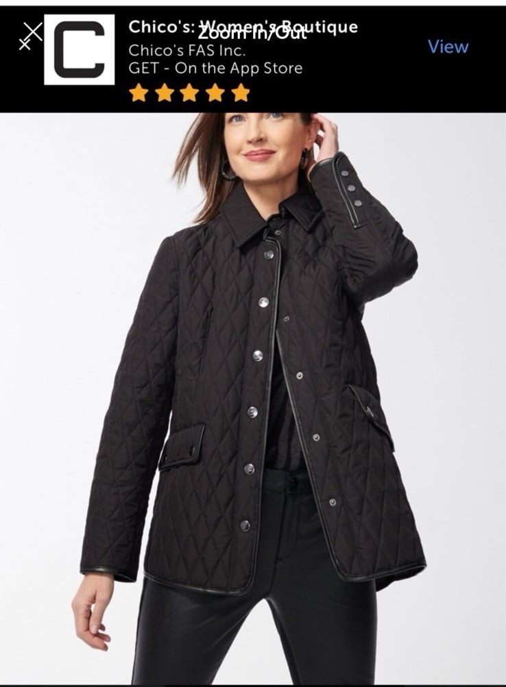 Chicos quilted mid length Jacket size 4 (20-22 XXL) NWT black