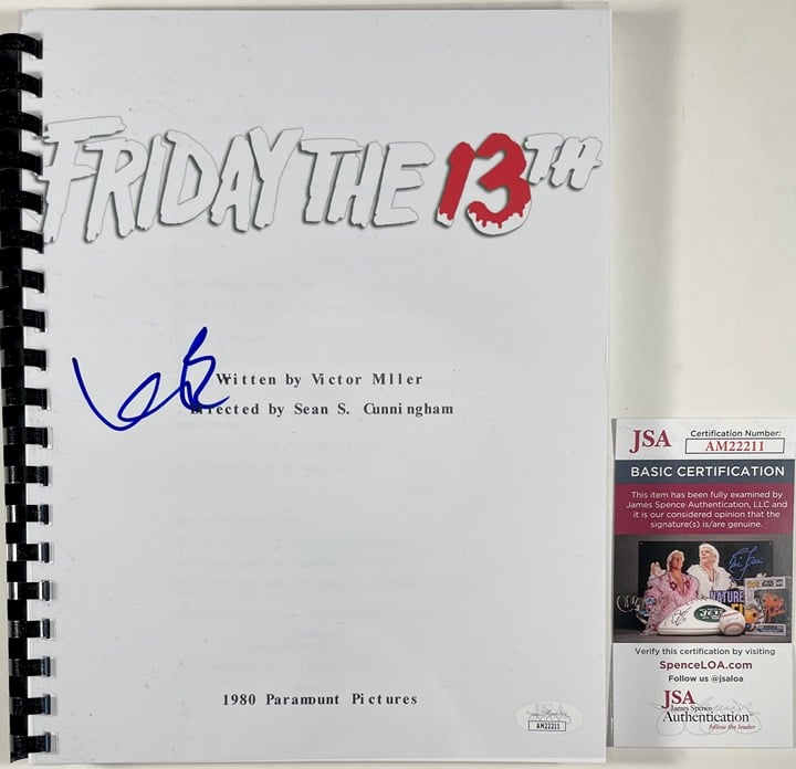 Kevin Bacon Signed Friday The 13th Complete Movie Script Autograph JSA COA
