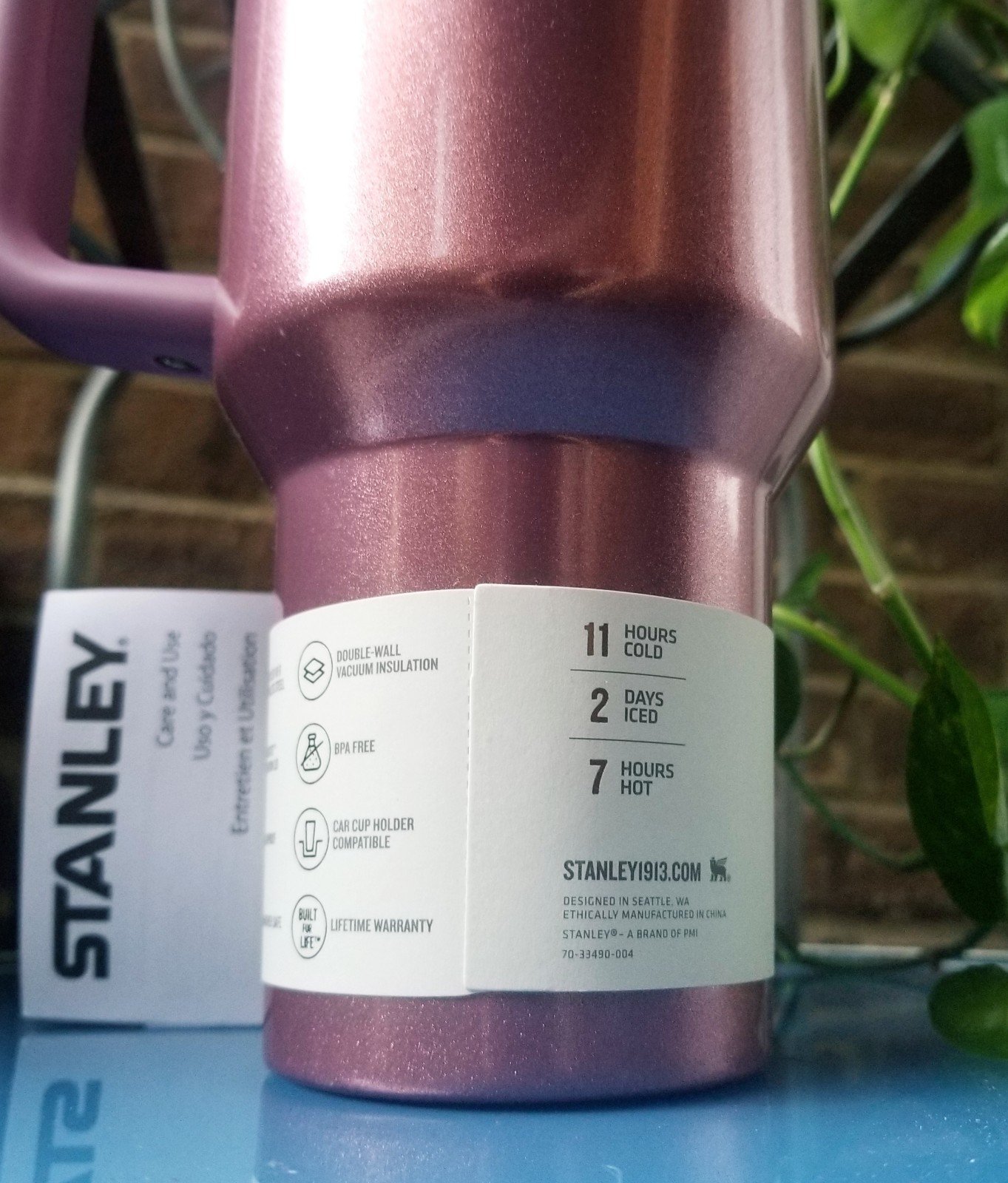 Pink / Purple Stanley Quencher H2.0 Tumbler, 40 oz - Mauve Shimmer - detail