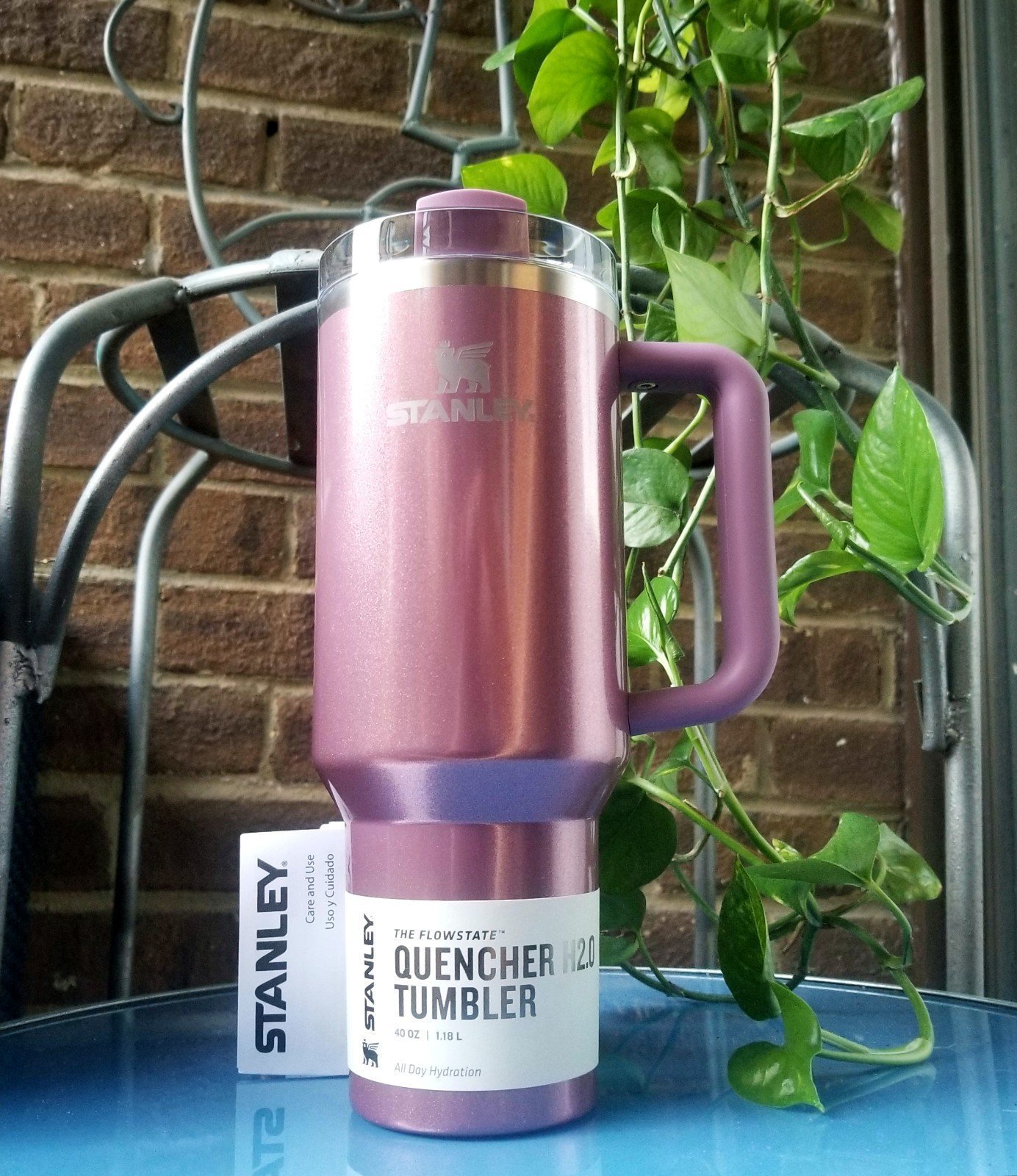 Pink / Purple Stanley Quencher H2.0 Tumbler, 40 oz - Mauve Shimmer - detail