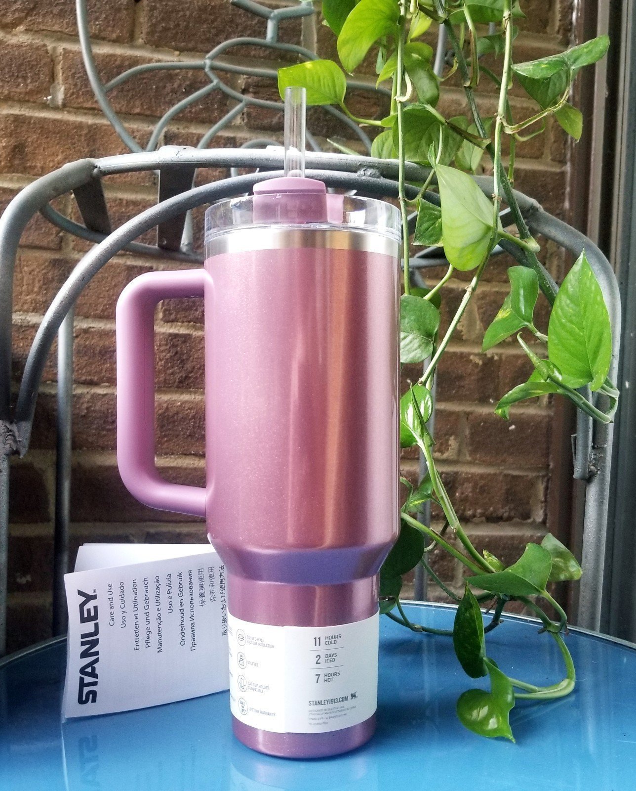 Pink / Purple Stanley Quencher H2.0 Tumbler, 40 oz - Mauve Shimmer - detail