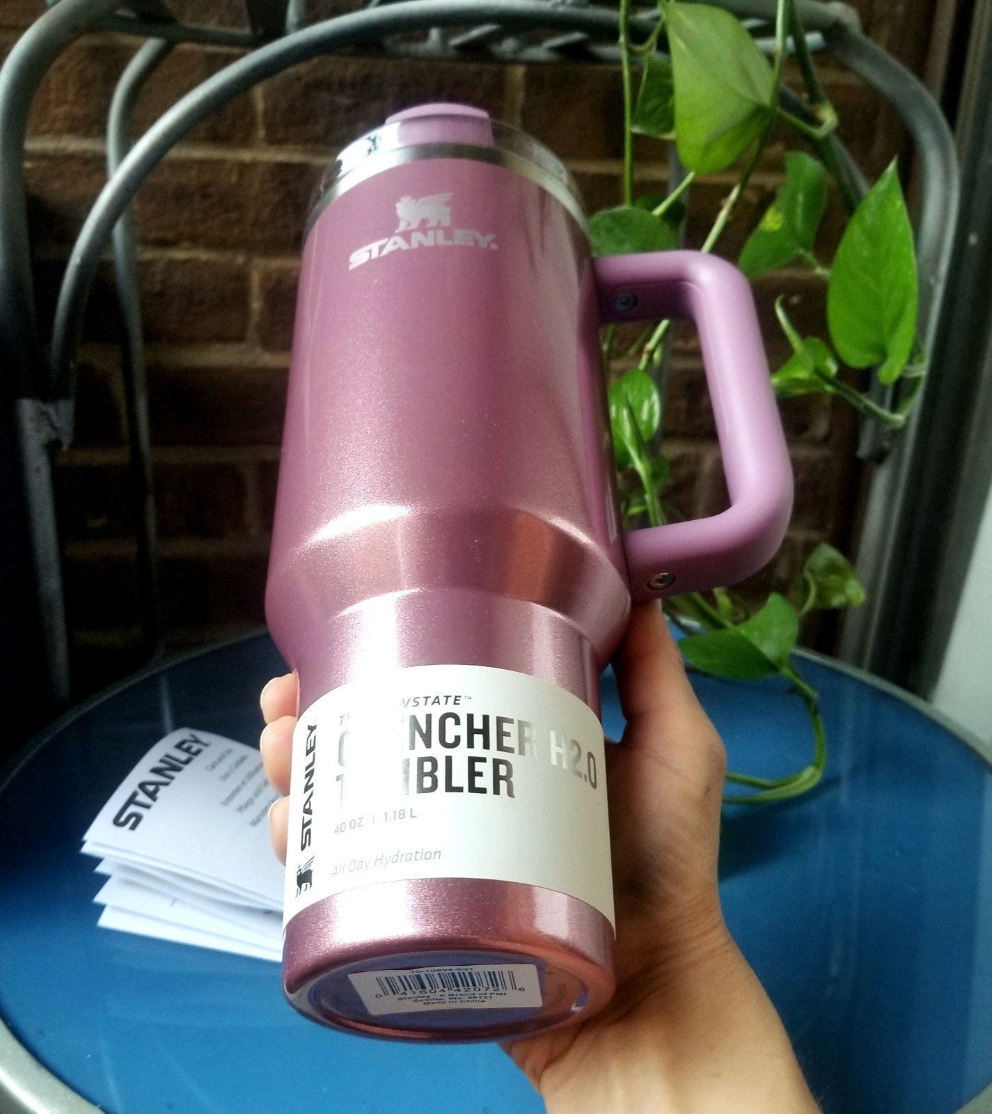 Pink / Purple Stanley Quencher H2.0 Tumbler, 40 oz - Mauve Shimmer - detail