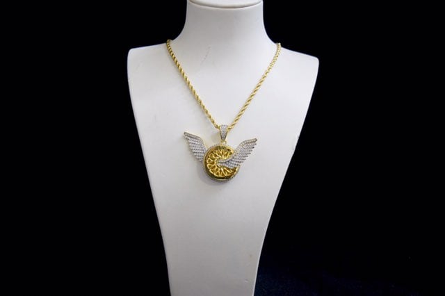 14k Custom Lab Diamond Bentley Wing Set