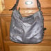 Coach Hobo Bag Grey Leather Studded Applique Duffel Silver Graphite
