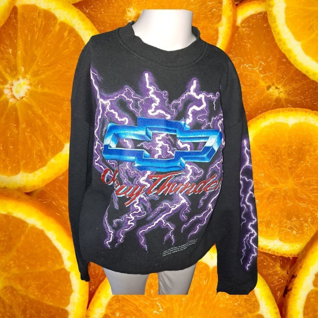 Vintage 90s Chevy Thunder Sweatshirt with Lightning Bolts Size Large