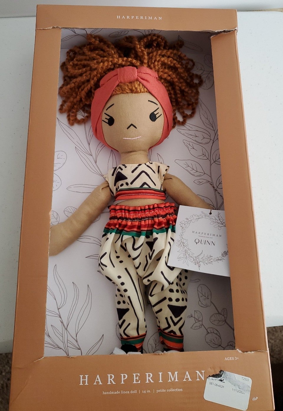HarperIman Quinn 14'' Plush Linen Doll Handmade linen doll toy