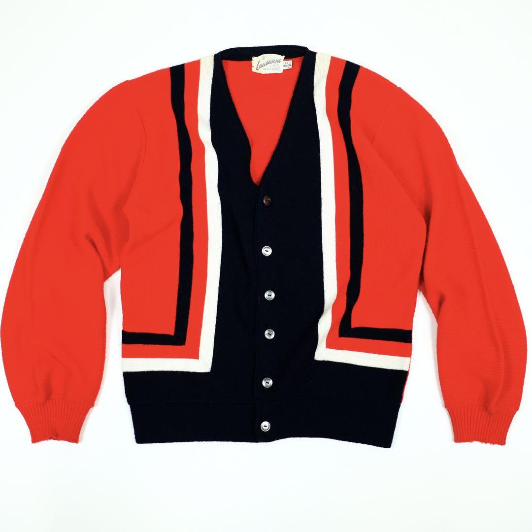 1950s Vintage Acrylic Knit Cardigan Design, Secondhand Clothing Store, Made in USA