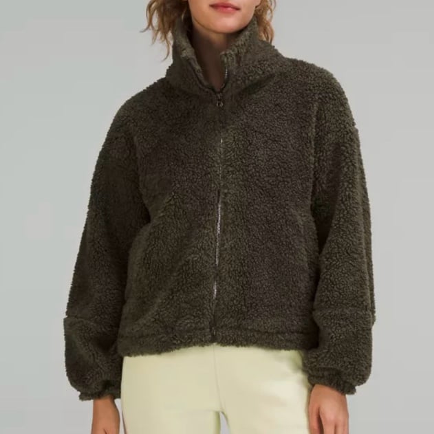Lululemon Cinchable Fleece Zip Up Size 6 Dark Olive