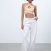 Zara Cropped Wrap Knit Top, Color: Sand, Size: M, NWOT