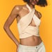 Zara Cropped Wrap Knit Top, Color: Sand, Size: M, NWOT