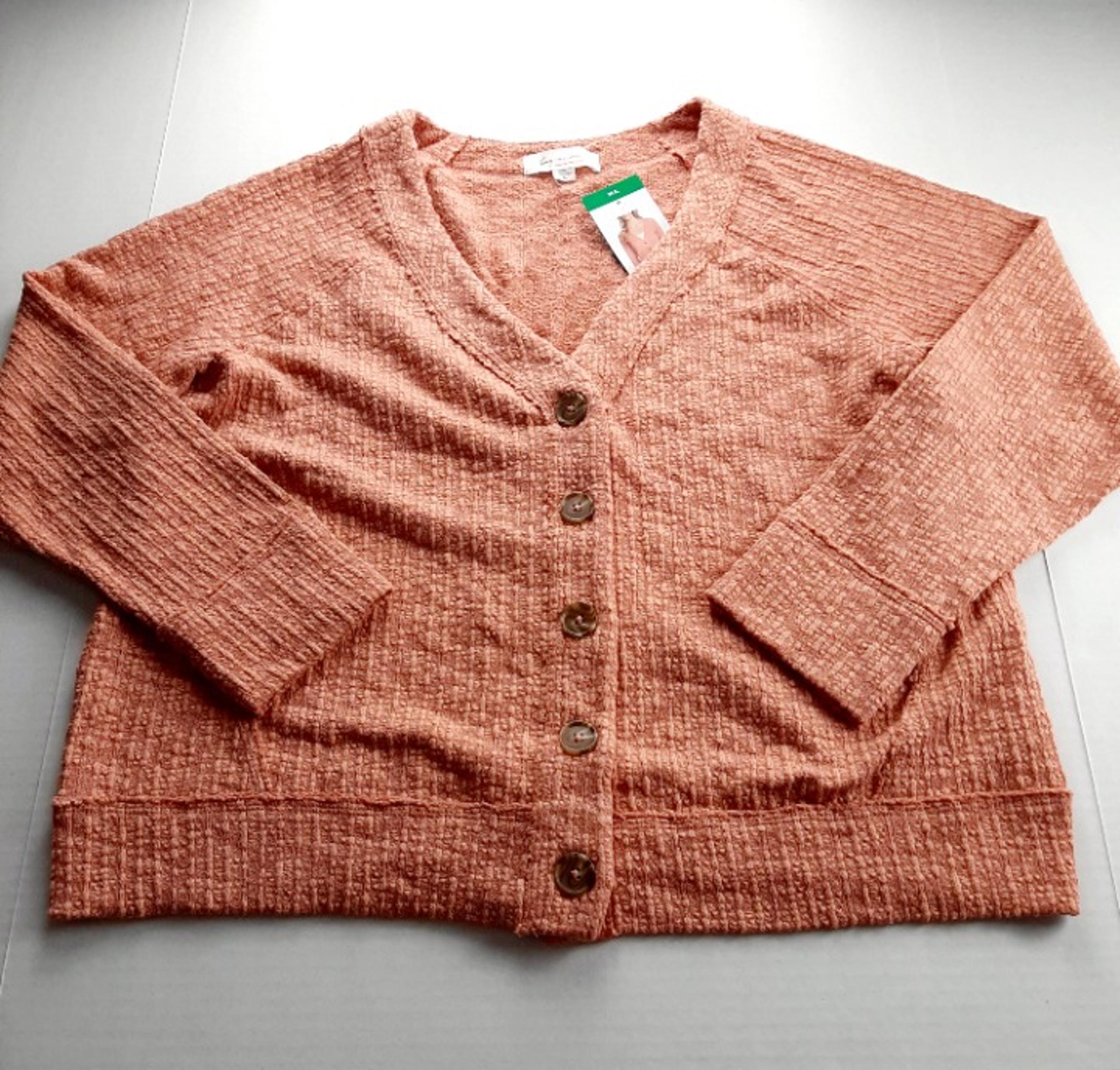 Two by Vince Camuto Womens Cardigan Sweater Size XL Pink V-Neck Button Front