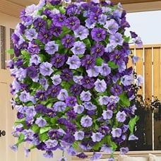 Artificial Faux Hanging Flowers Plants Baskets for Outdoor Spring Summer Decorat