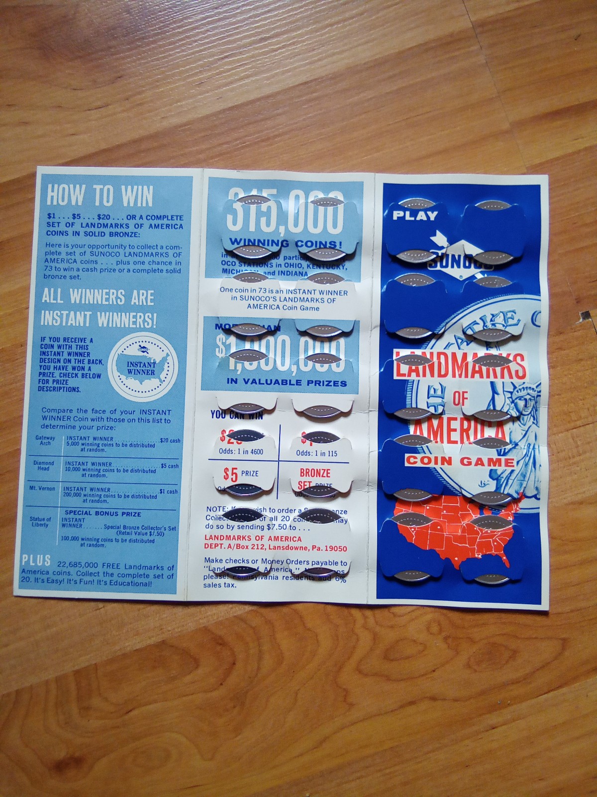 RARE ORIGINAL COLLECTIBLE SUNOCO GAS LANDMARKS OF AMERICA 22 COIN SET