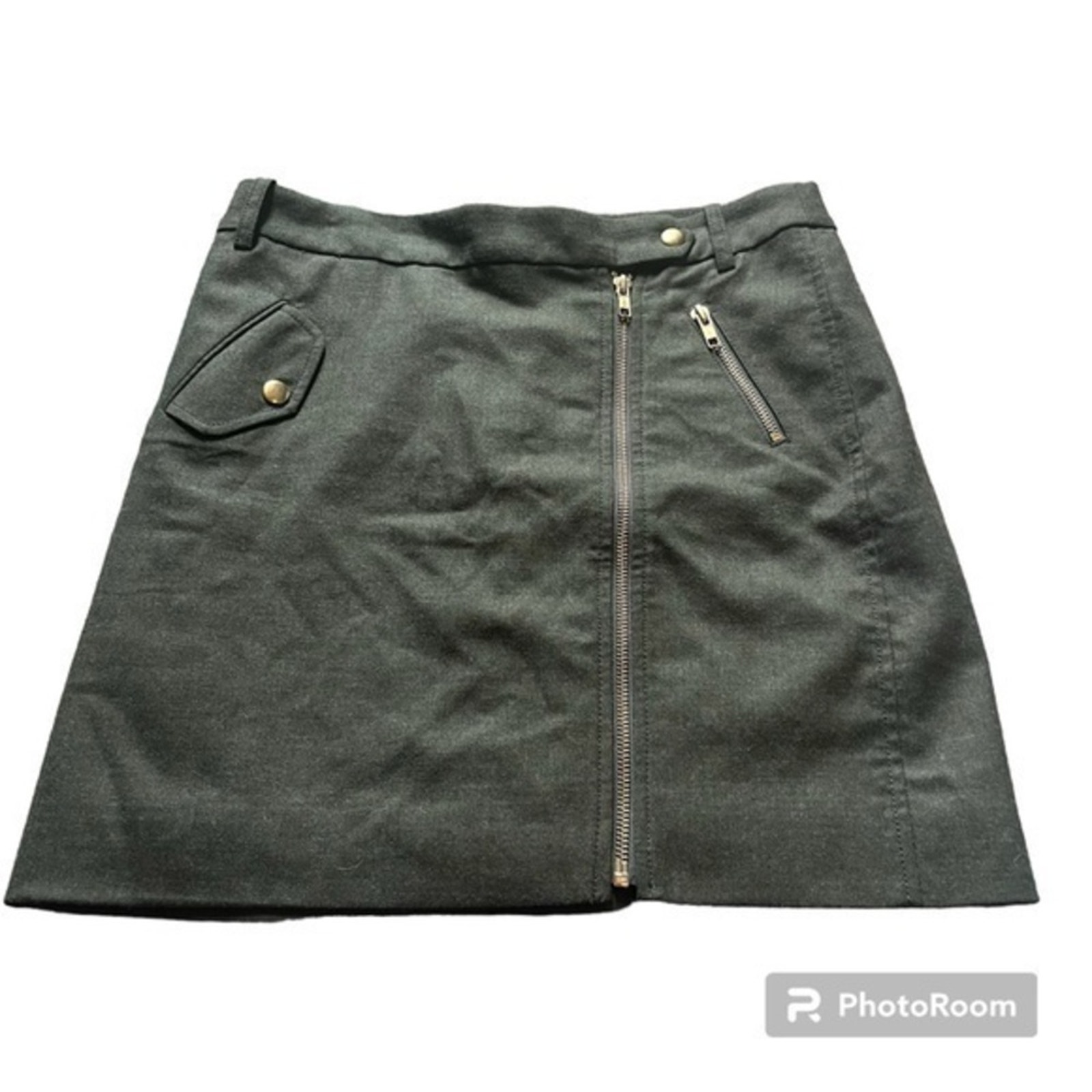 J. Crew olive green wool blend mini skirt