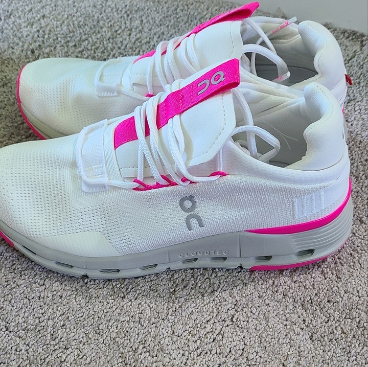 On Cloudnova _Barbie_ Women Pink Shoes White Size 7