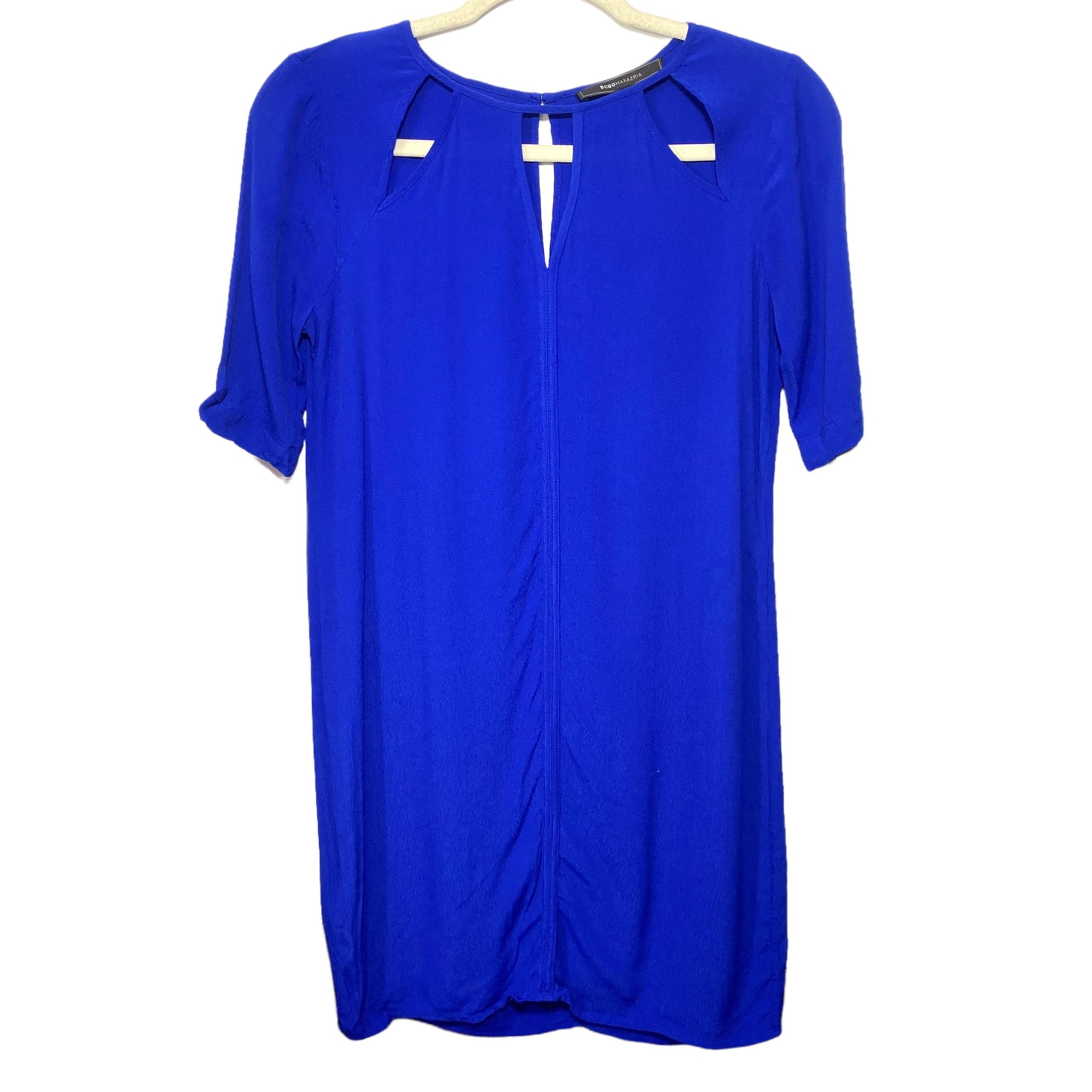 BCBGmaxazria Size XS Dress Royal Blue Mini Shift Cutout Dress Above Knee.