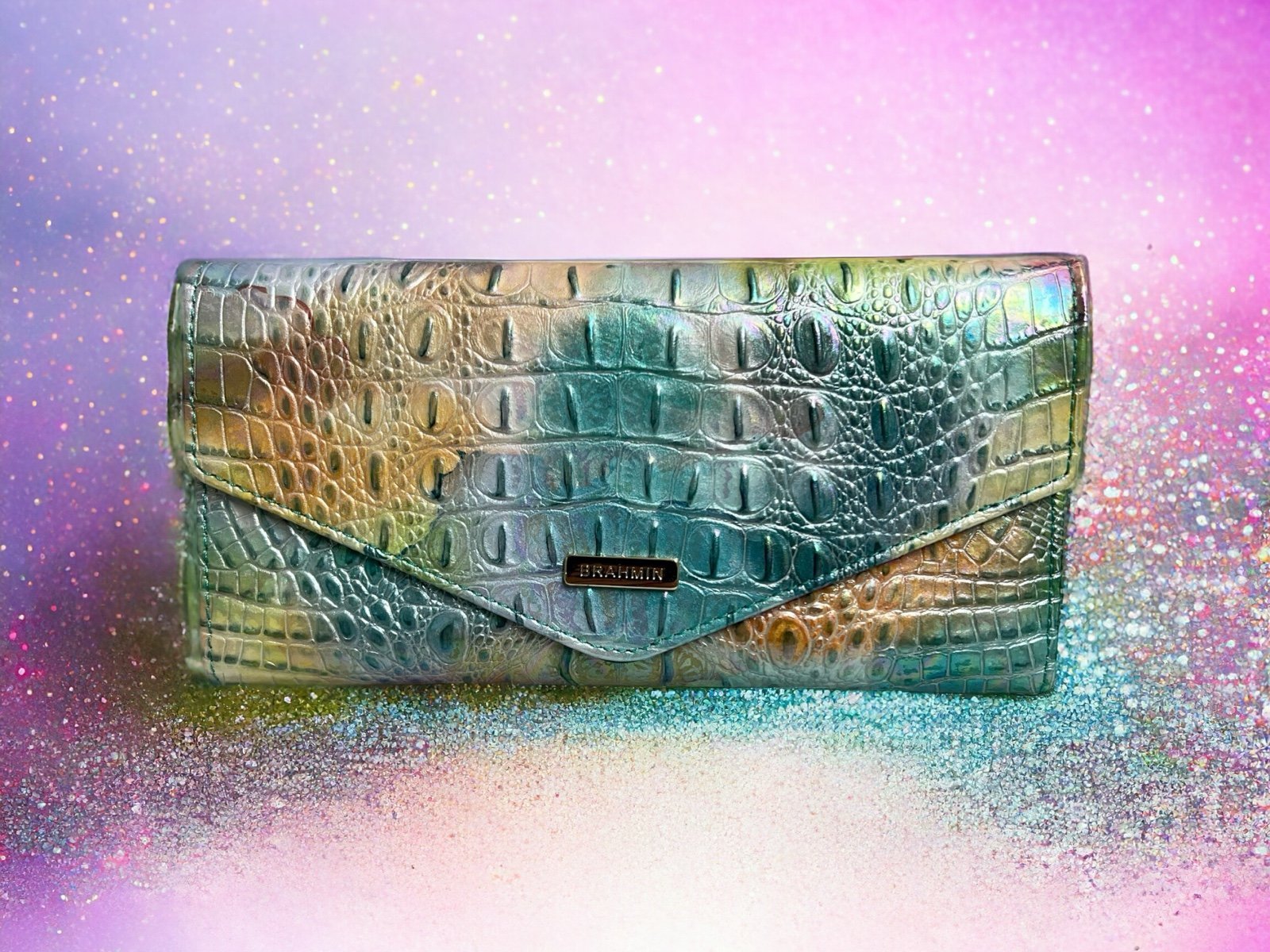 NWT 175 Brahmin Leather Veronica Wallet in Gelato Melbourne, Waterbrush Colors!