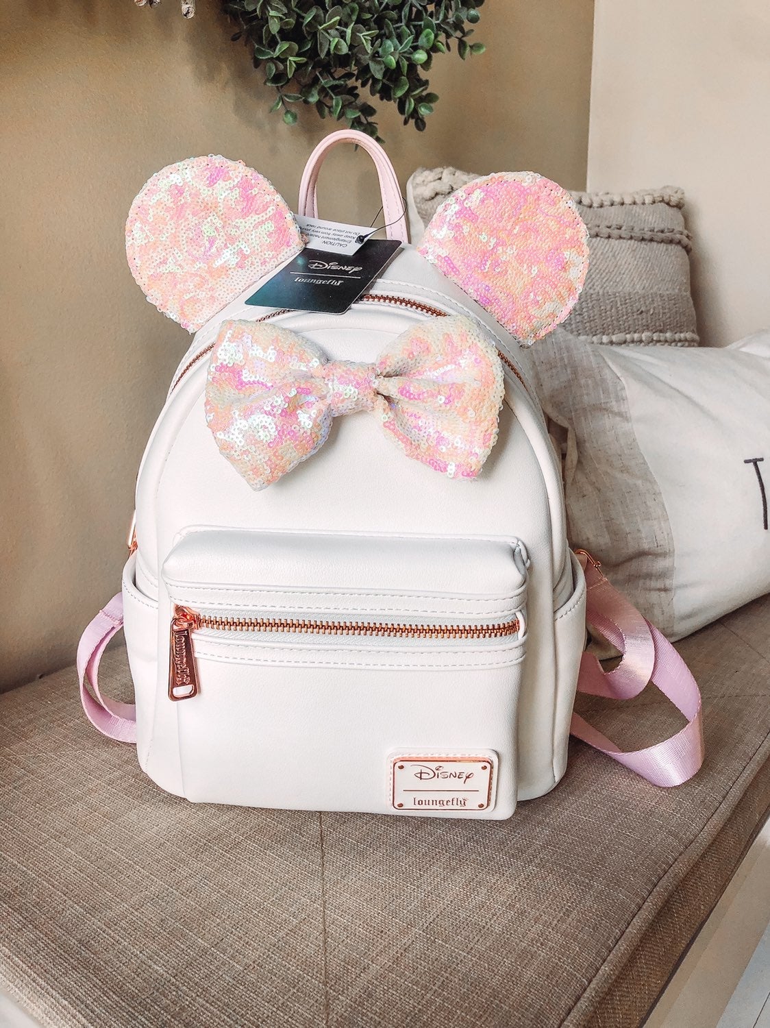 Loungefly White Sequin Minnie Mouse