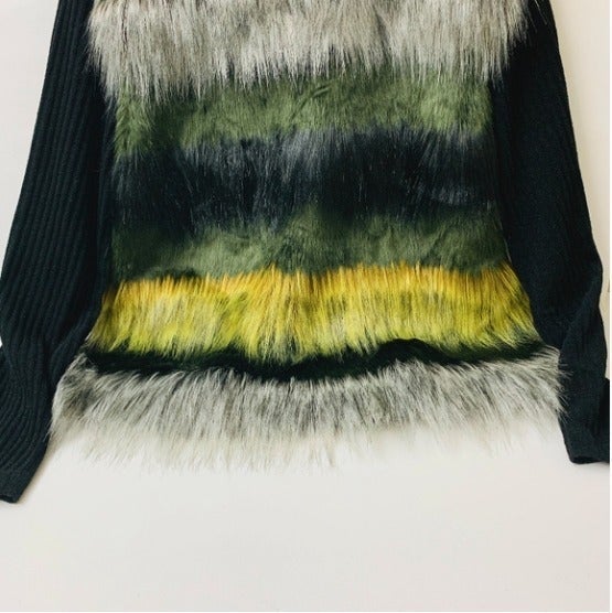 【SCENERITY】Clover Embroidered Knit Playful Bow Geometric Textured Knit Sweater in Green - Retro