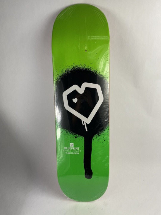 BLUEPRINT skateboards deck 8.5 RARE quality Spray Heart Bright Green