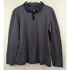 Hugo Boss Paschal 05 sz M Long Sleeve Slim Fit Navy Polo top 2417