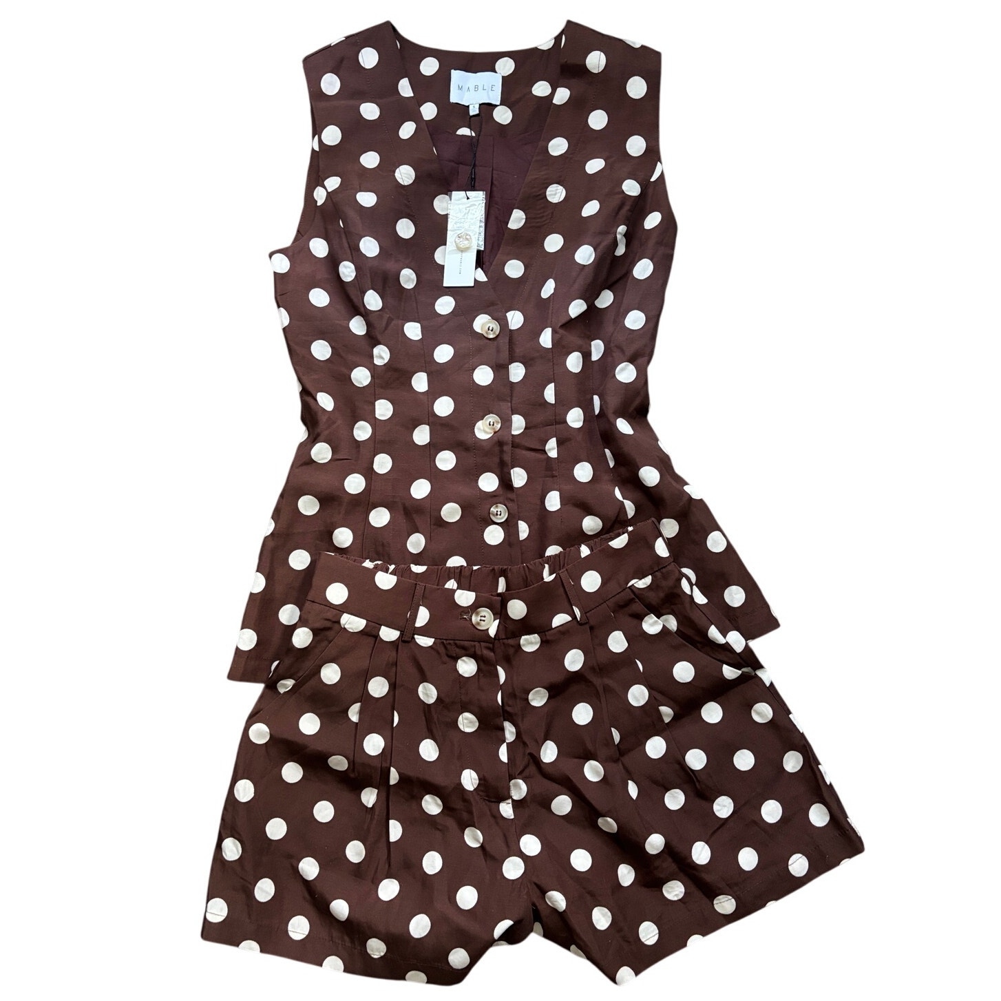 Polka dot vest and short set NWT Small