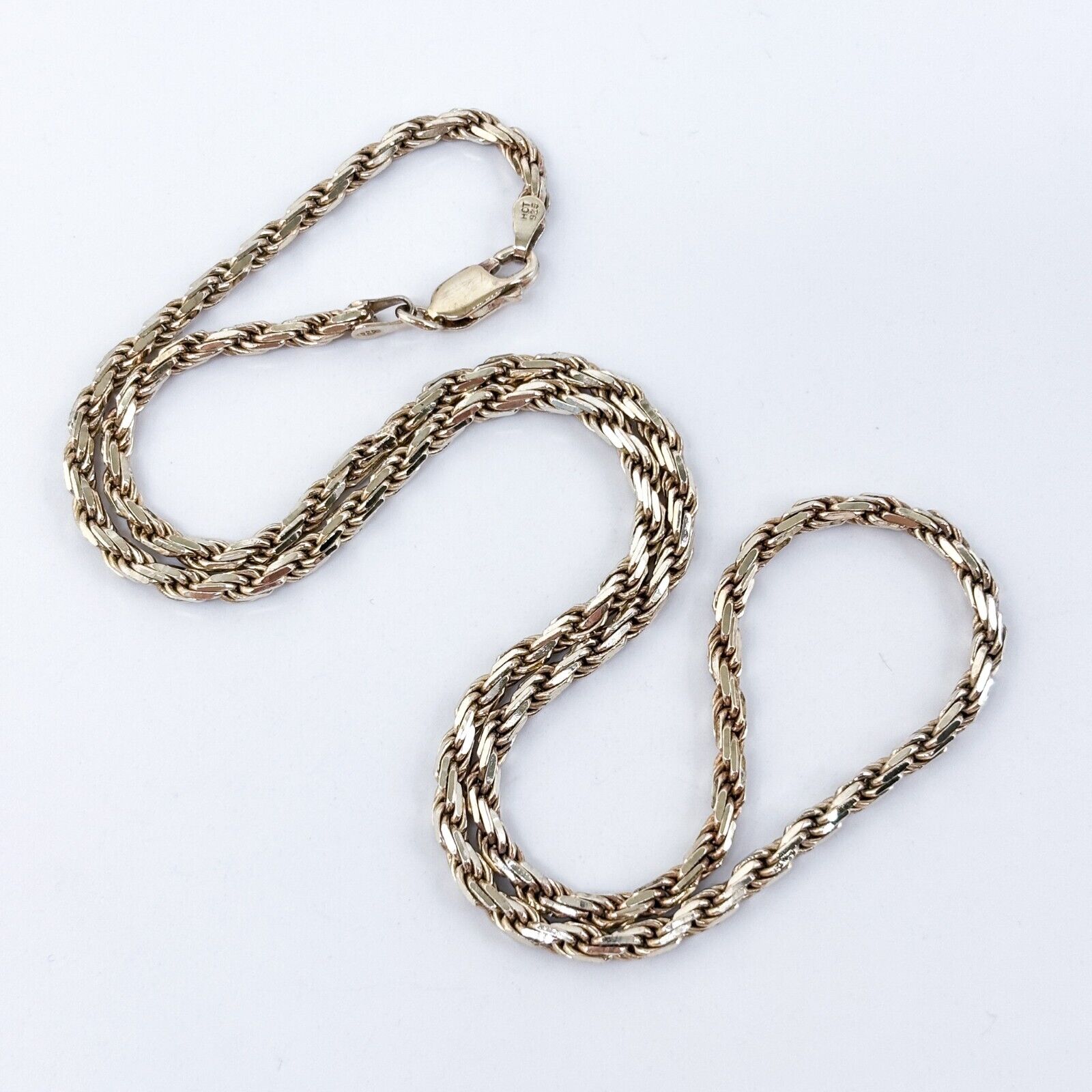 Vintage Italy Sterling Silver 925 2.6mm Rope Chain Necklace 18”
