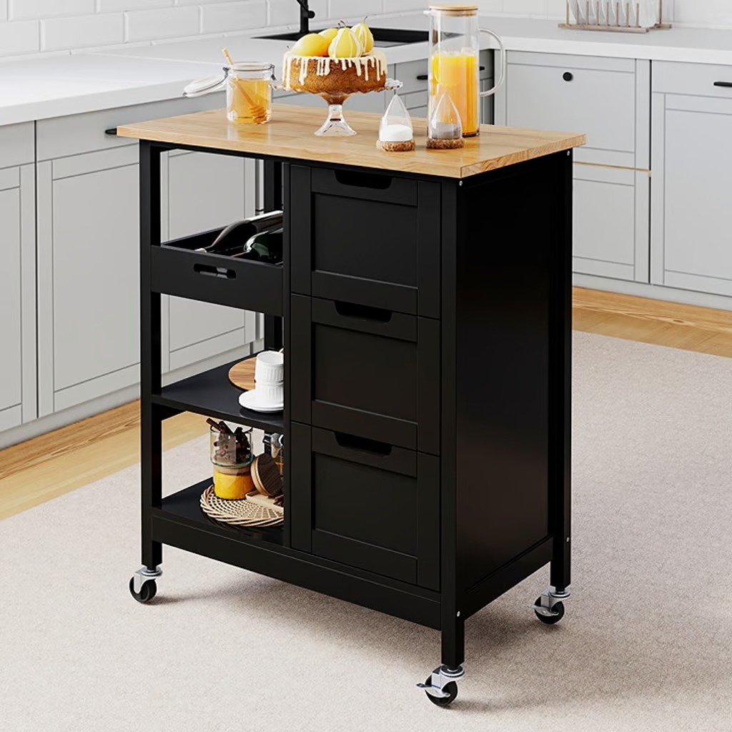 3 Tier Kitchen Microwave Cart on Wheels Coffee Bakers Rack Utility Rolling Shelf