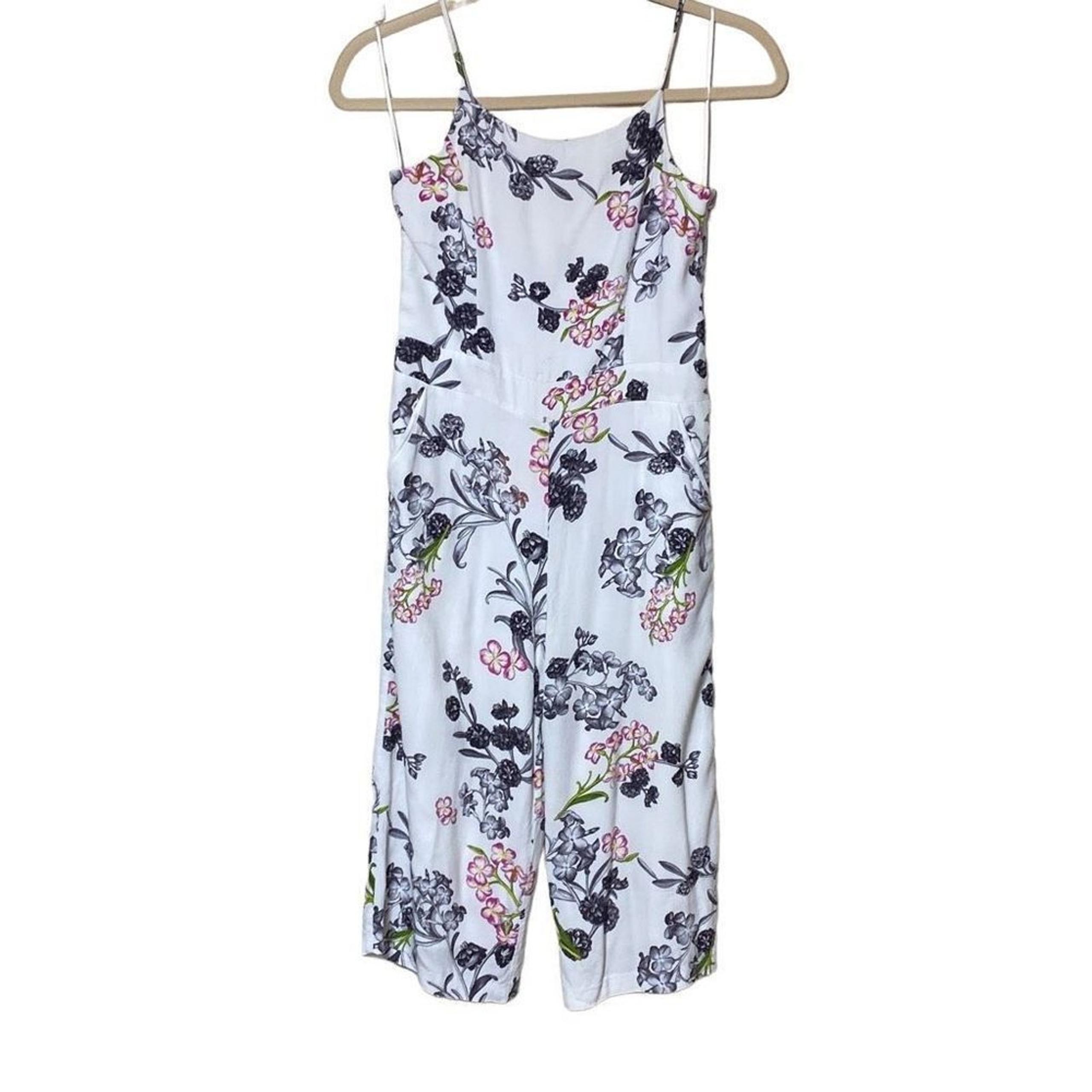 1. State Women's Floral Strappy Wideleg Jumper Shorts Romper White Small