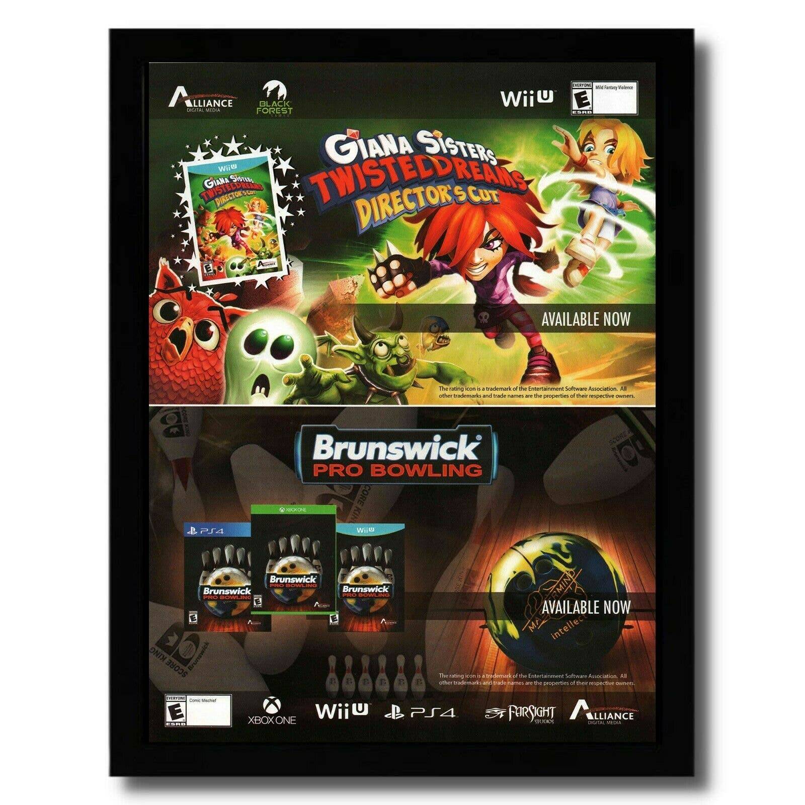 2015 Giana Sisters/Brunswick Pro Bowling Framed Print Ad/Poster PS4 Wii U Xbox