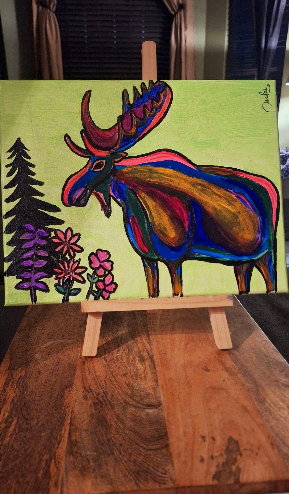 Moose Stroll painting